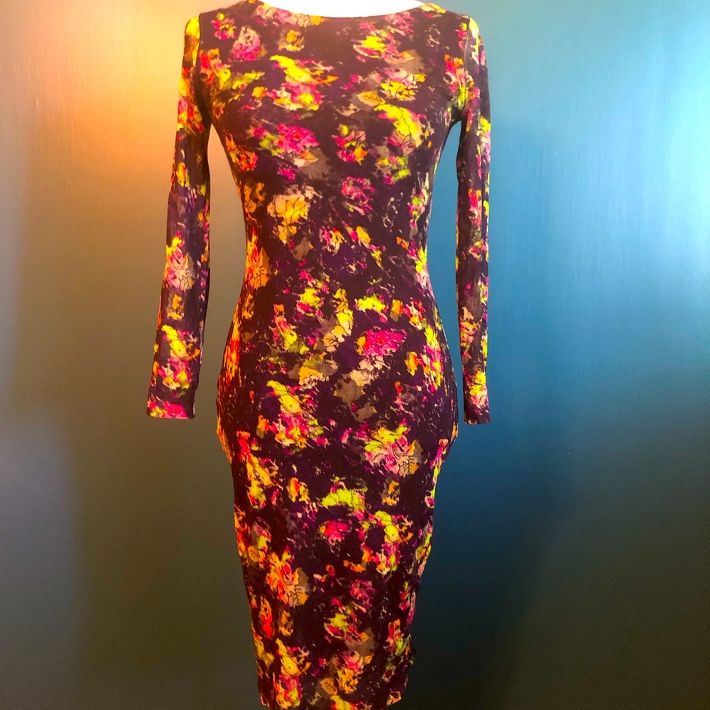 SOLD- Jean Paul Gaultier Soleil mesh floral bodycon dress - Picture 1 of 7